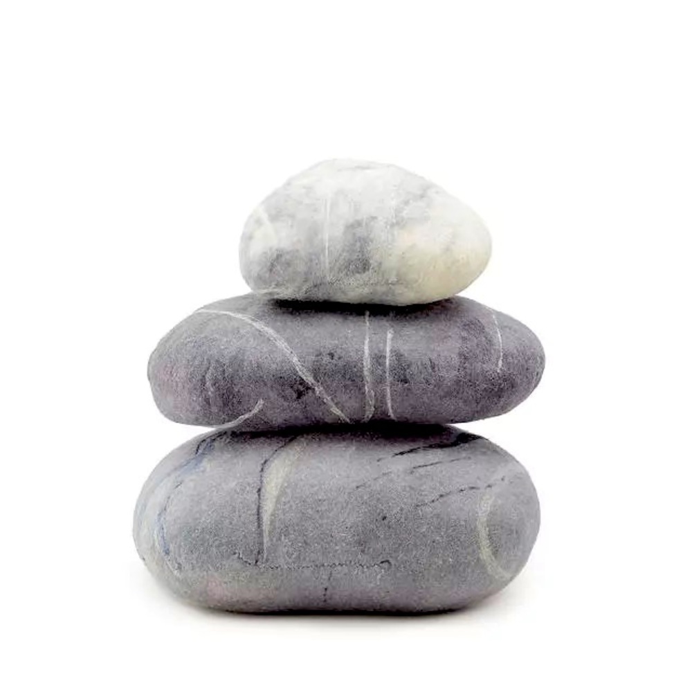 Wool Yoga River Rock Stepping Stone Faux Rock Nature Throw Floor Pillows